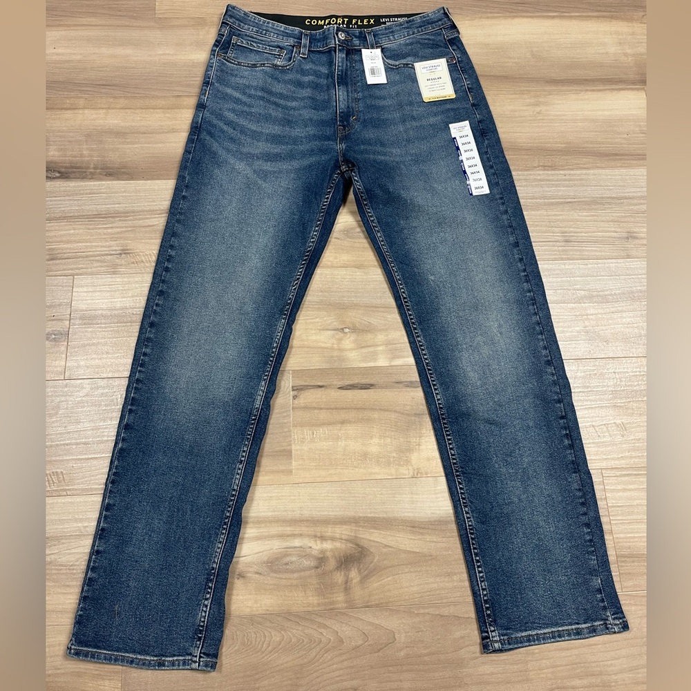 NWT Levi Strauss Gold Mens Medium Wash Flex Waist Blue Jeans 36x34 Regular